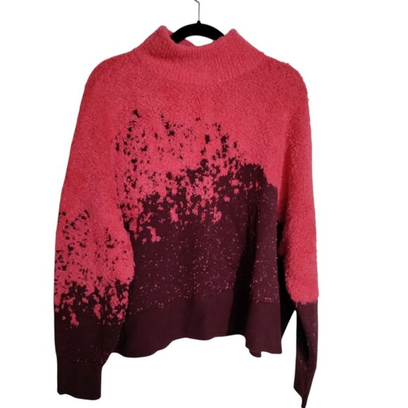 Lululemon Ombré‎ Texture Knit Turtleneck -Merino Wool Blend Red/Brown Sz 14 - Picture 1 of 9